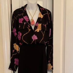 INC floral blouse with flap pockets. Size M